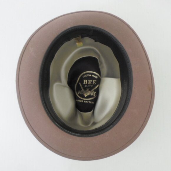 Vintage Bee Fedora Hat Tan Dyna Felt Wool Blend Mens 6 7/8 - Picture 8 of 12